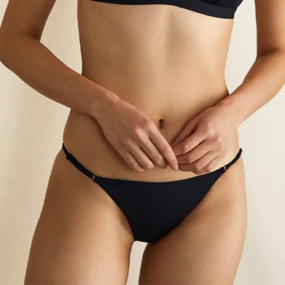Onia Hannah Bikini Bottom in Ribbed Black, NWT